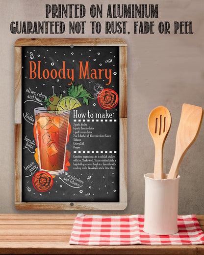 Bloody Mary Bar Recipe - Metal Sign