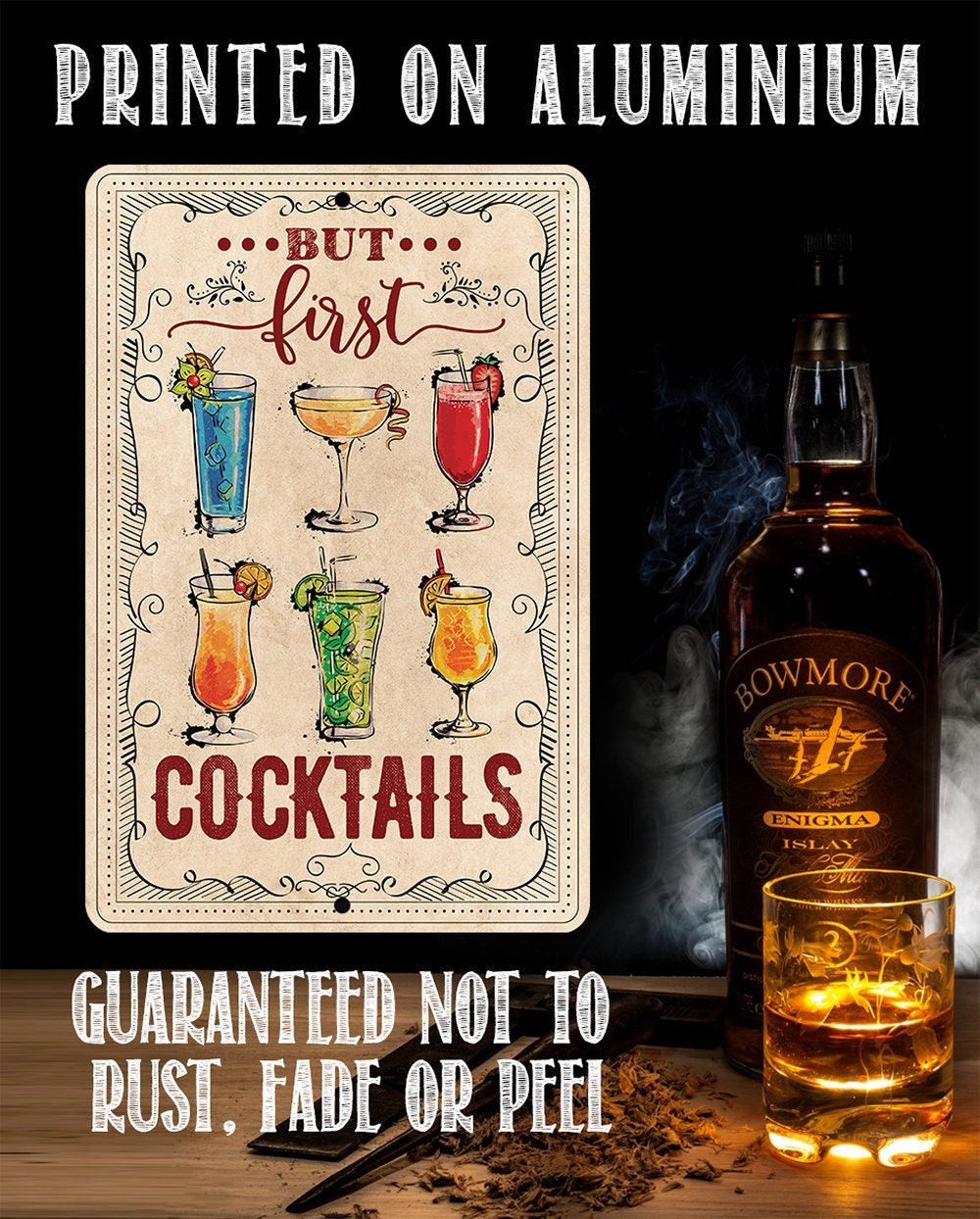 But First Cocktails - Metal Sign
