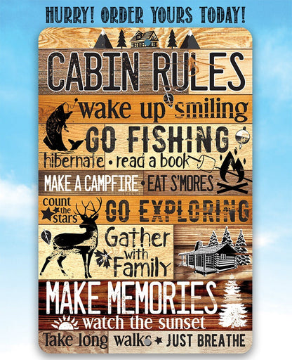 Cabin Rules - Metal Sign