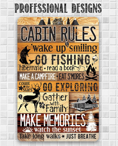 Cabin Rules - Metal Sign