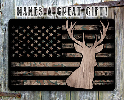 Camo Flag Hunting - Metal Sign