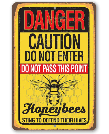 Caution Honeybees - Metal Sign