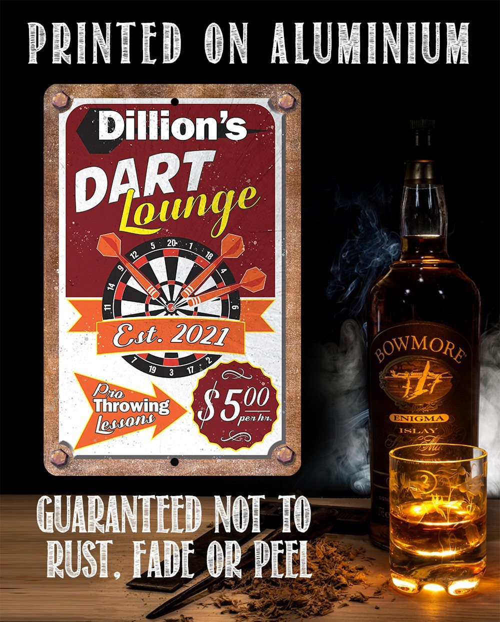 Personalized - Dart Lounge - Metal Sign