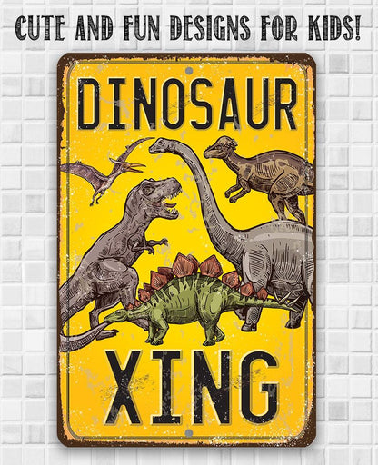 Dinosaur Crossing - Metal Sign