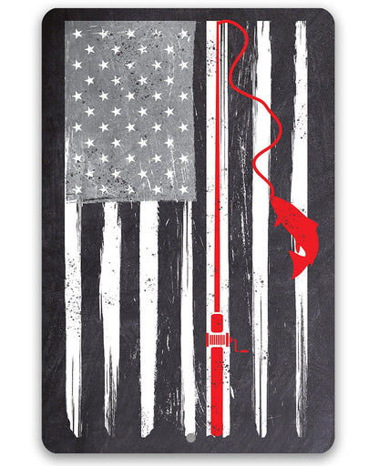 Distressed Flag Fishing - Metal Sign
