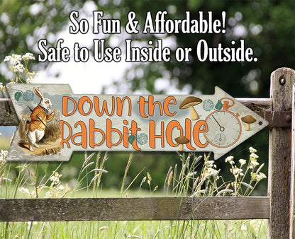 Down The Rabbit Hole - Directional Arrow - Metal Sign