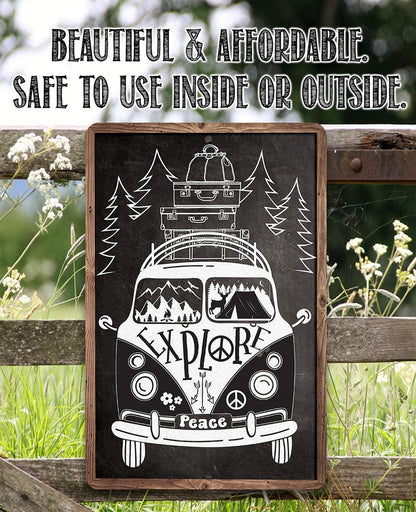 Explore in a Volkswagen, Peace - Metal Sign