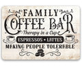 Family Coffee Bar, Therapy in a Cup - Metal Sign