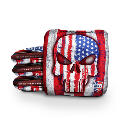 USA Punisher Skull Cornhole Bags - 6 Inch WSOC Official Pro Cornhole Bags