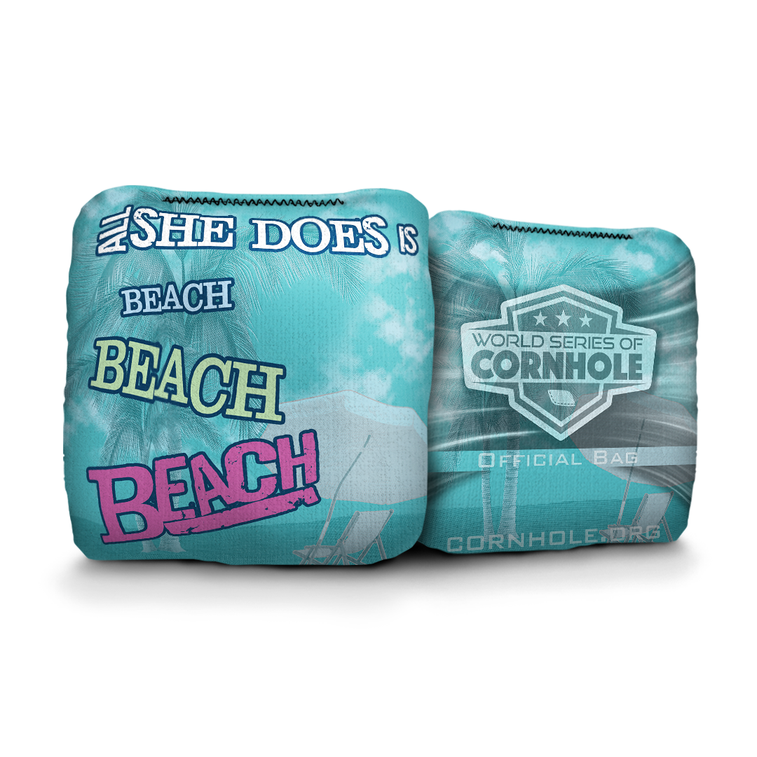 All She Does Is Beach - 6 Inch WSOC Official Pro Cornhole Bags