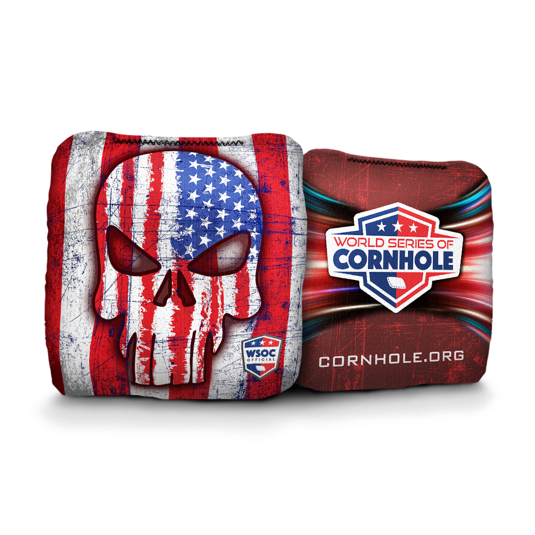 USA Punisher Skull Cornhole Bags - 6 Inch WSOC Official Pro Cornhole Bags