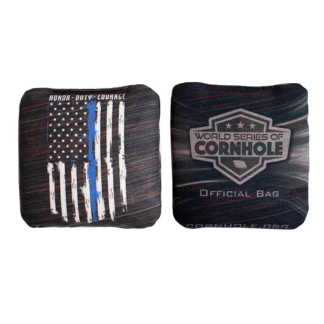 Police Blue Line Honor Duty Courage - 6 Inch WSOC Official Pro Cornhole Bags
