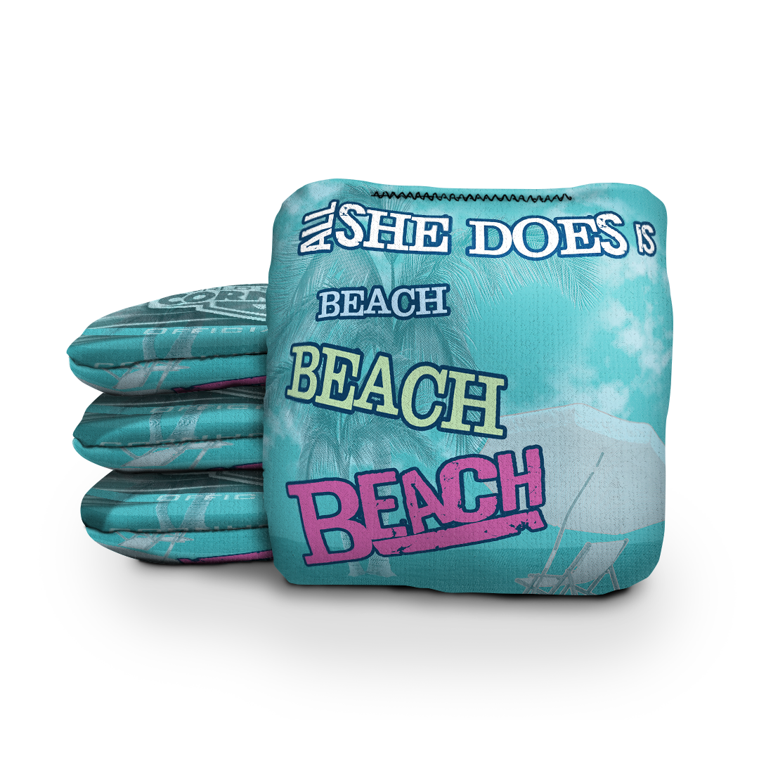 All She Does Is Beach - 6 Inch WSOC Official Pro Cornhole Bags
