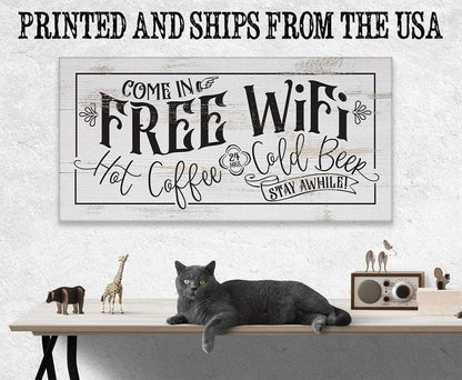 Free WiFi Hot Coffee & Cold Beer - Canvas