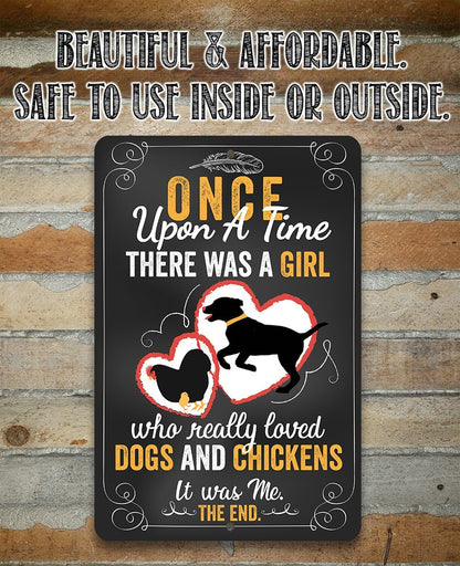Girl Who Really Loved Dogs and Chicken - Metal Sign