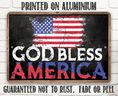 God Bless America - Flag - Metal Sign