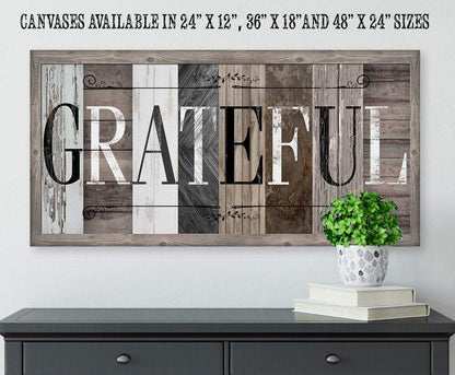 Grateful in Multi Pattern - Canvas