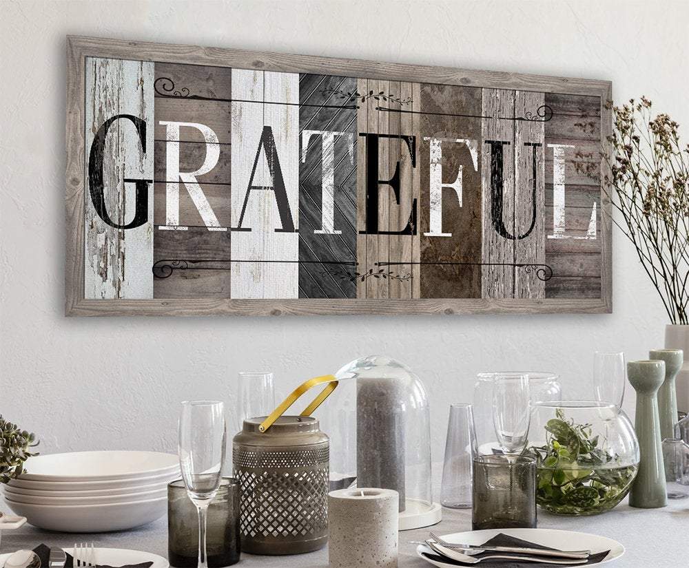 Grateful in Multi Pattern - Canvas