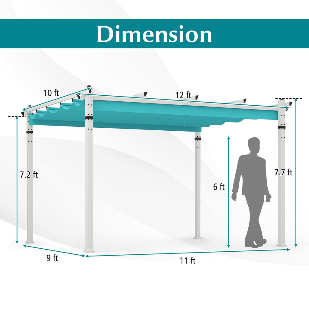 Outdoor Pergola with Retractable Canopy and Aluminum Frame