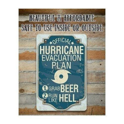 Hurricane Evacuation Plan - Metal Sign