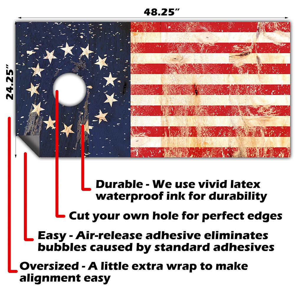 Betsy Ross Flag - Cornhole Board Wrap - Set of 2