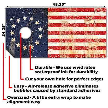 Betsy Ross Flag - Cornhole Board Wrap - Set of 2