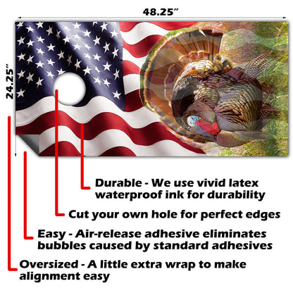 Turkey Hunting - Cornhole Board Wrap - Set of 2