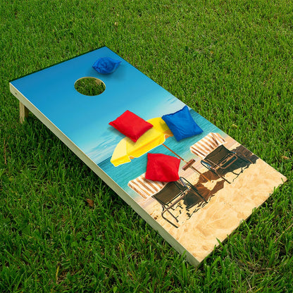 Chair Summer Beach House Sand - Cornhole Board Wrap - Set of 2