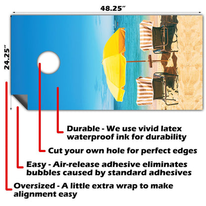 Chair Summer Beach House Sand - Cornhole Board Wrap - Set of 2