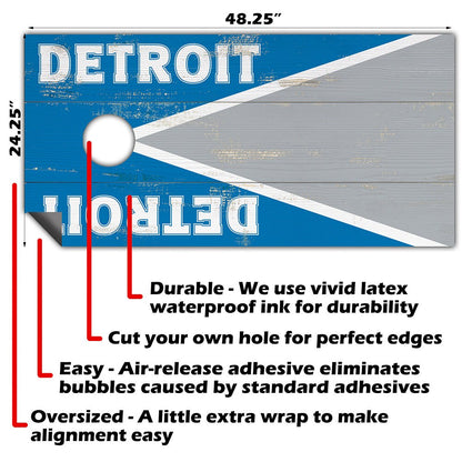 Detroit Football - Cornhole Board Wrap - Set of 2