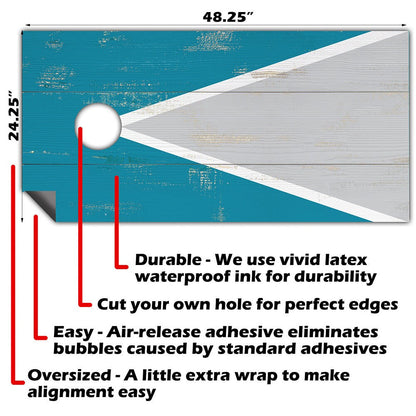 Teal Triangle - Cornhole Board Wrap - Set of 2