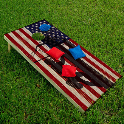 American Flag Electric Lineman - Cornhole Board Wrap - Set of 2