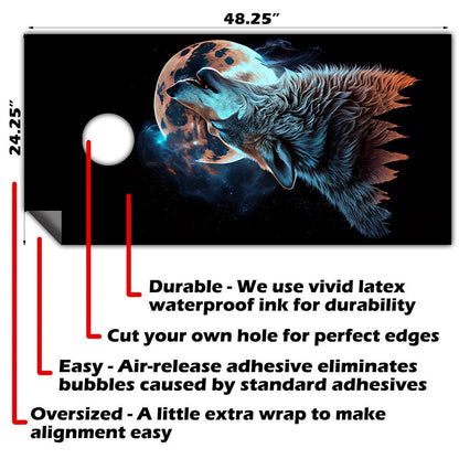 Howling Wolf - Cornhole Board Wrap - Set of 2
