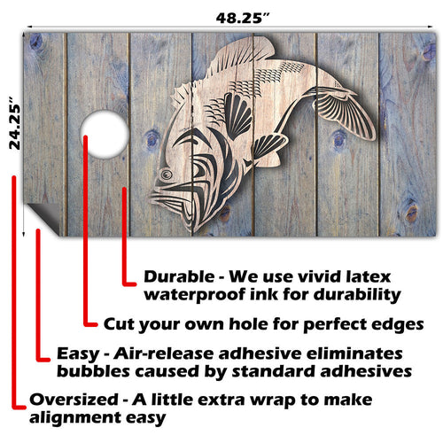 Bass Fish Jump - Cornhole Board Wrap - Set of 2
