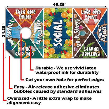 Drinking Game Ver 2 - Cornhole Board Wrap - Set of 2