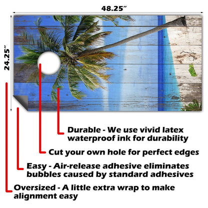 Sand and Blue Sky - Cornhole Board Wrap - Set of 2