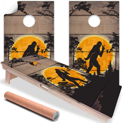 Big Foot in the Woods - Cornhole Board Wrap - Set of 2