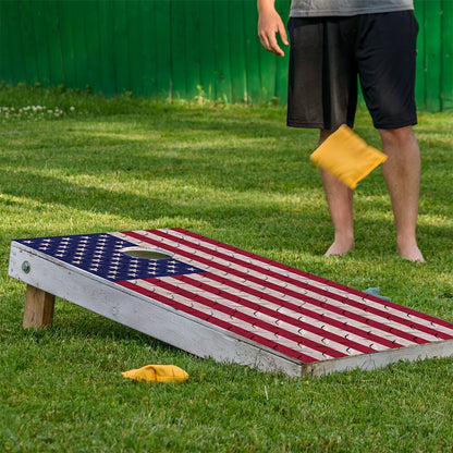 USA American Flag on Steel - Cornhole Board Wrap - Set of 2