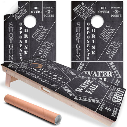 Chalkboard Drinking Game - Cornhole Board Wrap - Set of 2