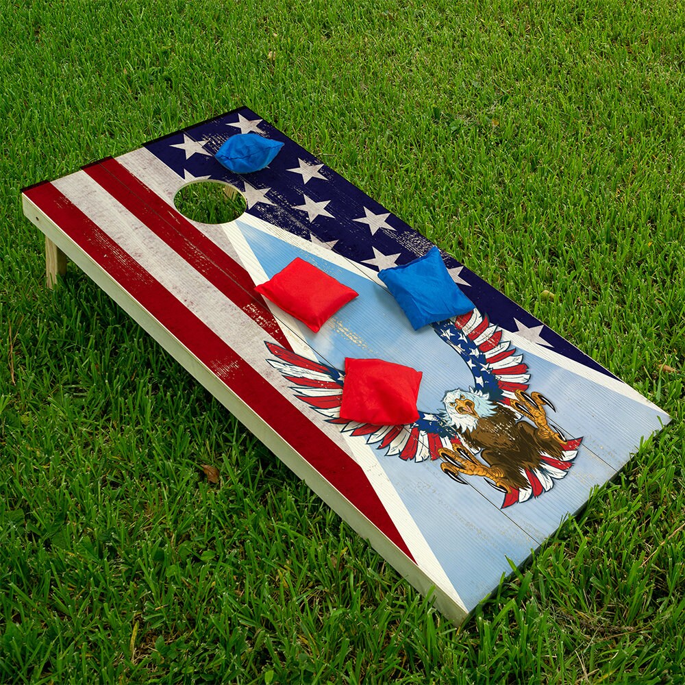 USA American Eagle Flag - Cornhole Board Wrap - Set of 2