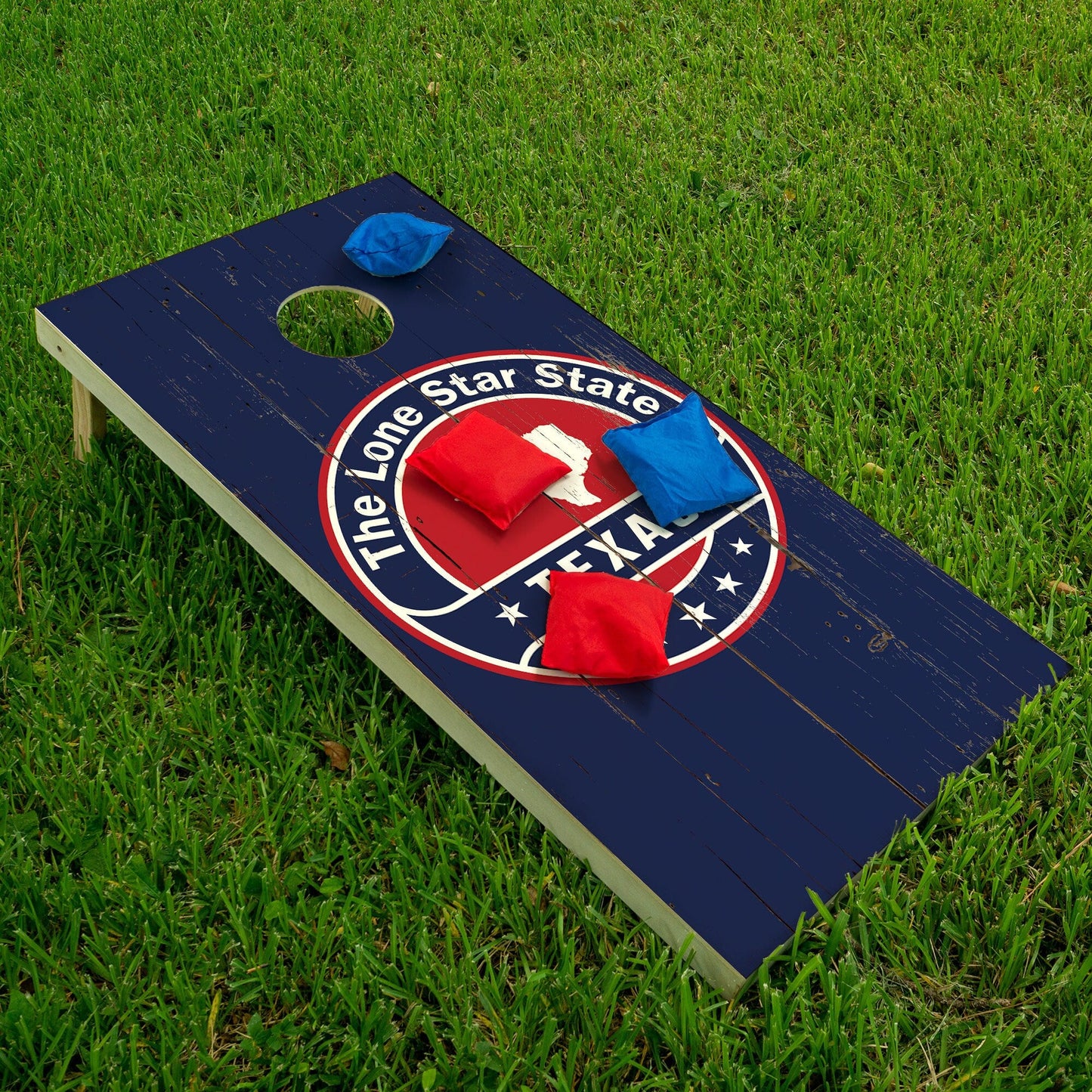 Texas in Dark Blue - Cornhole Board Wrap - Set of 2
