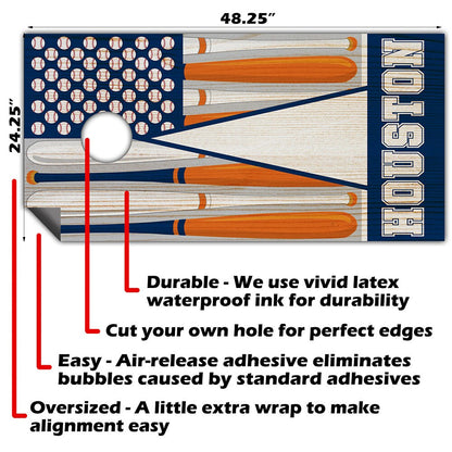 Houston Baseball - Cornhole Board Wrap - Set of 2