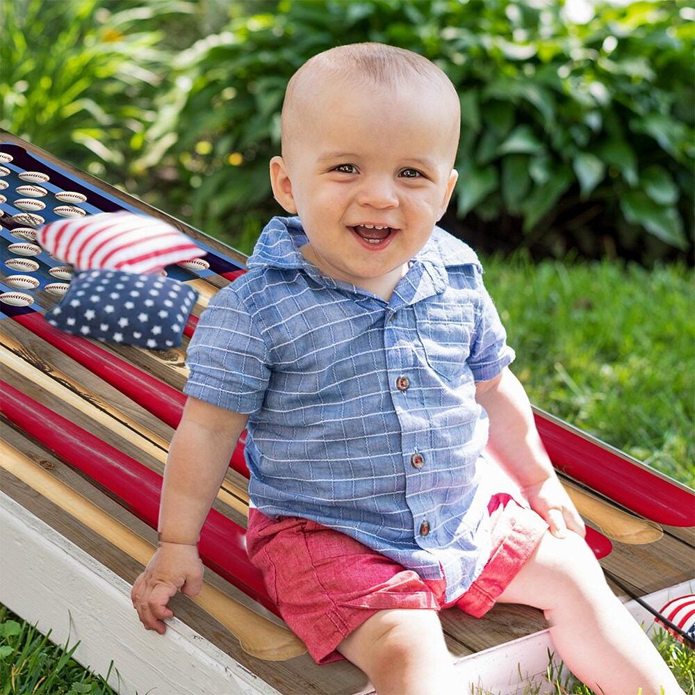American Flag USA Baseball - Cornhole Board Wrap - Set of 2