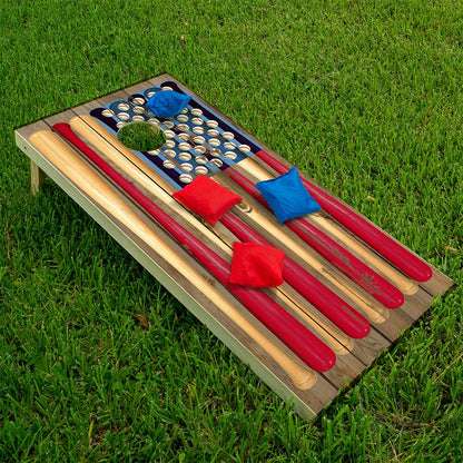 American Flag USA Baseball - Cornhole Board Wrap - Set of 2