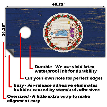 Virginia State - Cornhole Board Wrap - Set of 2
