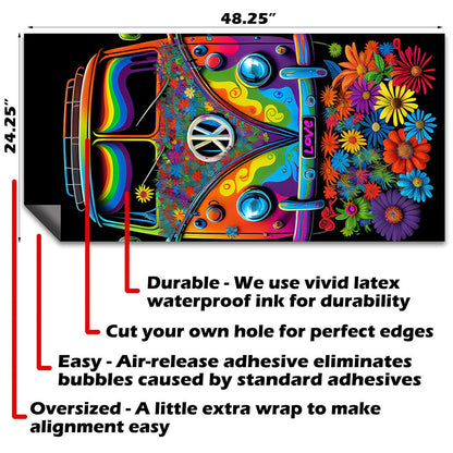 Hippie Van Colorful - Cornhole Board Wrap - Set of 2