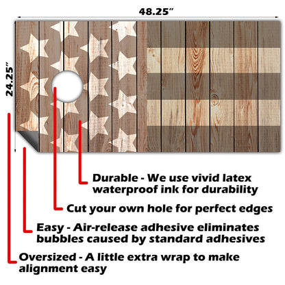 Stars & Stripes - Cornhole Board Wrap - Set of 2