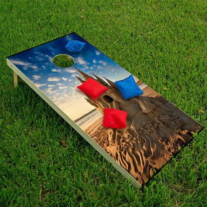 Sand Castles - Cornhole Board Wrap - Set of 2