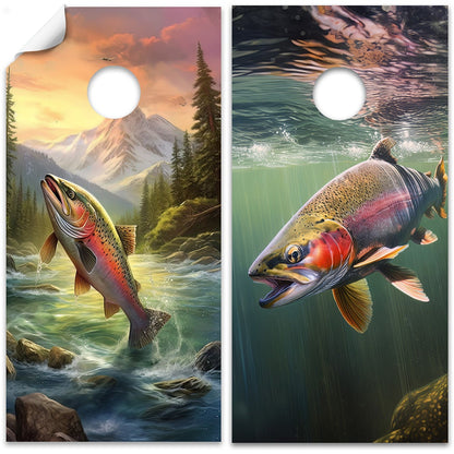 Blue Lake Fishing - Cornhole Board Wrap - Set of 2