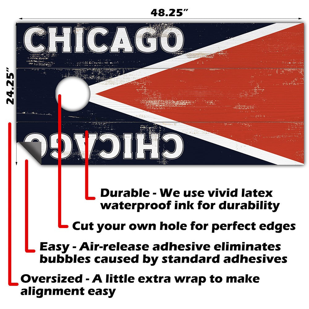Chicago Football - Cornhole Board Wrap - Set of 2